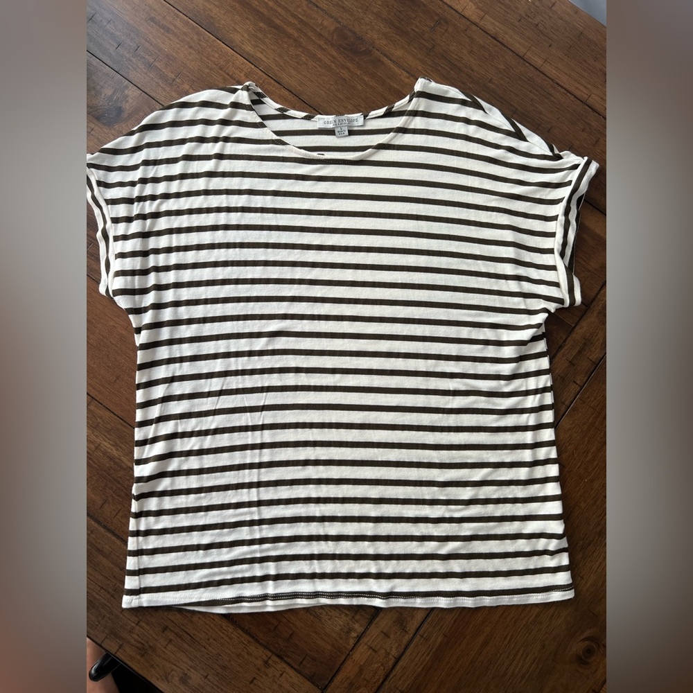 Green Envelope Striped Women’s Top